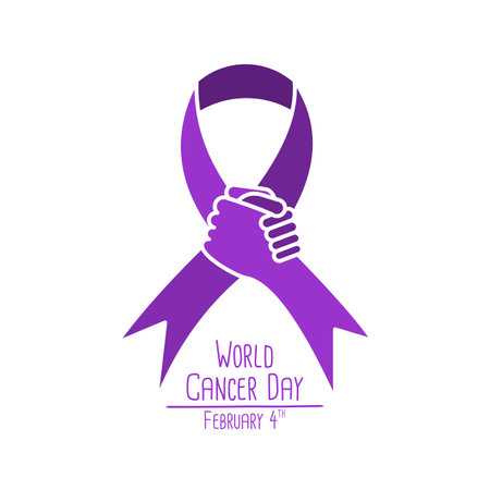 World Cancer Day concept. Lavender Ribbon. Vector illustration Designのイラスト素材