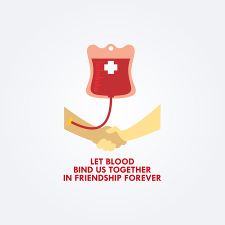World Blood Donor Day, vector design, with blood bag transferring blood conceptのイラスト素材