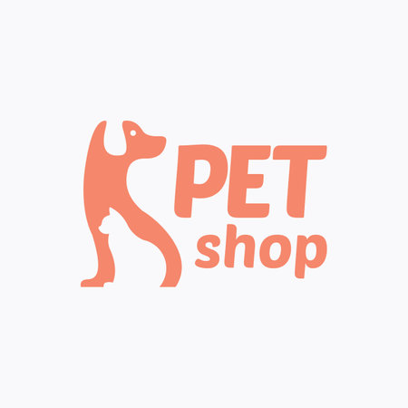 Pet shop logo template. Dog cat concept. Pet shop or store signboard.のイラスト素材