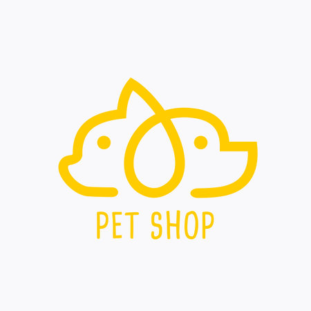 cat and dog pet love logo with line art concept design illustration. pet shop, pet clinic, pet care logoのイラスト素材