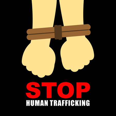 child with human trafficking sign illustration vector design templateのイラスト素材