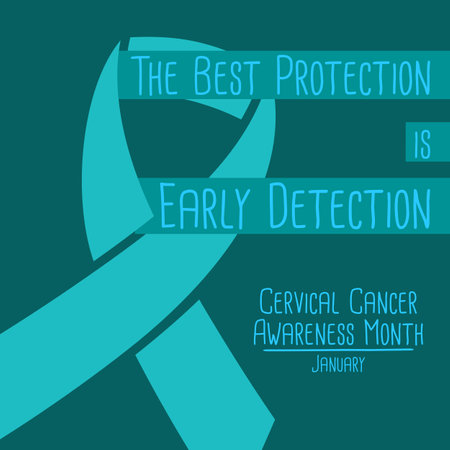 Cervical cancer awareness month banner with support ribbonのイラスト素材