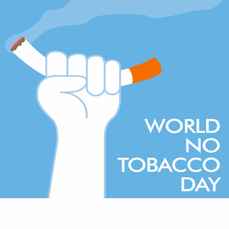World No Tobacco day, banner design, a family standing on prohibition flat designのイラスト素材