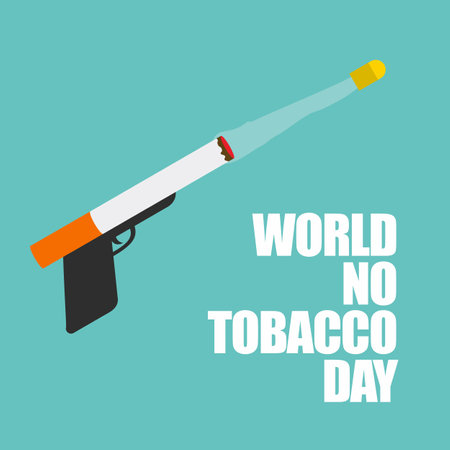 No smoking and World No Tobacco Day with many people and hand anti cigarette in cityのイラスト素材