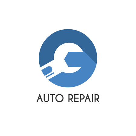 Auto repair service logo, badge, emblem, template. Perfect logo for the automotive and repair industry.のイラスト素材