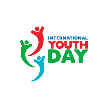 Happy youth day.Friendly team, cooperation, friendship.Card for International Youth Day Celebrationのイラスト素材
