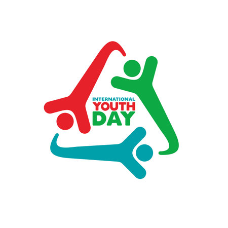 International youth day. August 12. Campaign vector illustration with colorful crowd peopleのイラスト素材