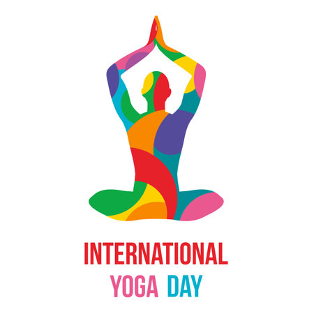 Yoga. meditation. Pranayam in home. international yoga day 21 June vectpr illustratoinのイラスト素材