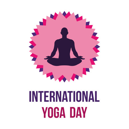 International yoga day. Yoga Body Posture with Text. Group of Woman practicing yoga. vector illustration designのイラスト素材