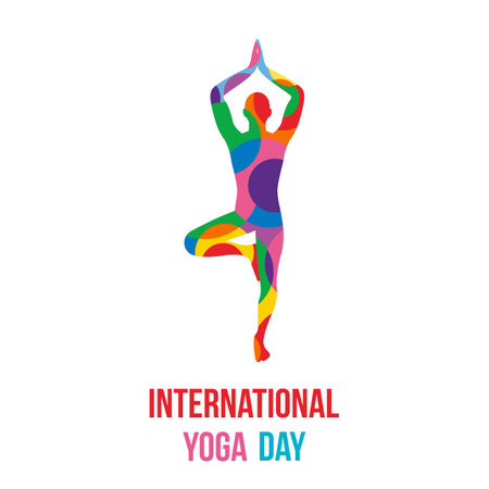 International Yoga day vector. Meditation Practice Yoga Colorful Fitness Concept.のイラスト素材