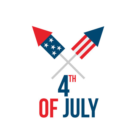 Vector Fourth of July hand lettering inscription for greeting card, banner etc.のイラスト素材