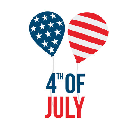 4th july american independence day flyer template with flag Poster, banner, greeting card.のイラスト素材