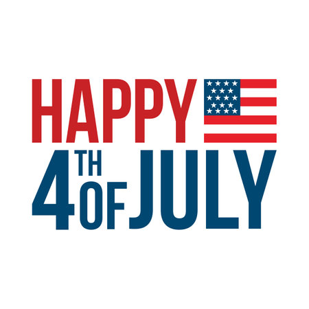Happy 4th of July United States Independence Day celebrate banner with waving american national flagのイラスト素材