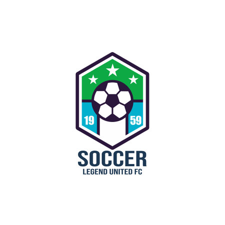 Soccer Football Badge Logo Design Templates Sport Team Identity Vector Illustrations isolated on white Backgroundのイラスト素材