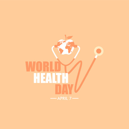 World Health Day. Healthy lifestyle Design element in pastel colors with texturesのイラスト素材
