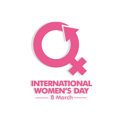 Happy Women Day greeting card. Flat illustration concept women owning equal rightsのイラスト素材