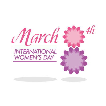 Happy Women Day Typographical Design Elements. International women's day icon. Minimalistic designのイラスト素材