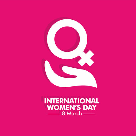 Horizontal International Women's Day card. Women's friendship. Vector concept of the female's empowerment movement.のイラスト素材