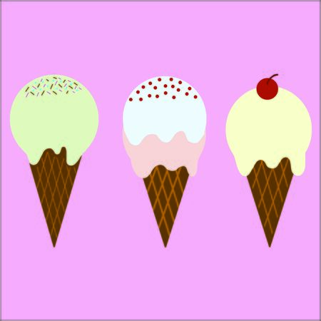 Set of ice cream conesのイラスト素材