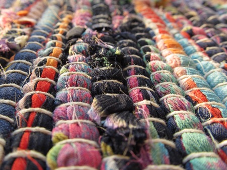 Vivid patchy rope rug close-upの写真素材