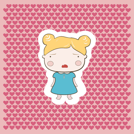 Cute cartoon style drawing little cutie babygirl cutout styleのイラスト素材