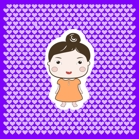 Cute cartoon style drawing little cutie babygirl cutoutのイラスト素材