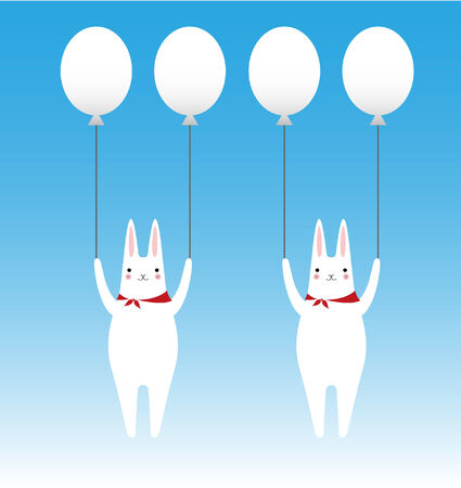 rabbits and balloonsのイラスト素材