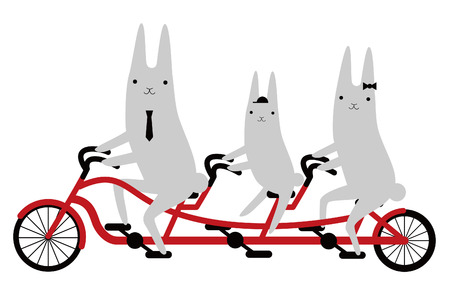 rabbits and cycling のイラスト素材