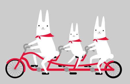 rabbits and cycling のイラスト素材