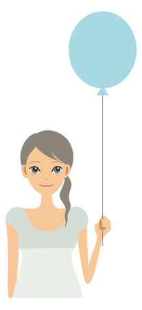 A woman and a balloon のイラスト素材
