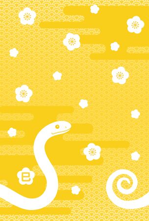 a snake and Japanese apricotの写真素材