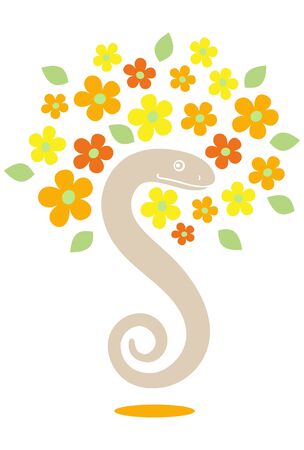 a snake and flowersの写真素材