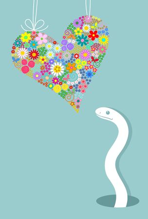 a snake and a heartの写真素材