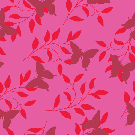 Leaves and butterfly vector seamless pattern design for wallpaper, textile , surface, fashion , background,tile, stationary, home decor, furnishing etc.のイラスト素材