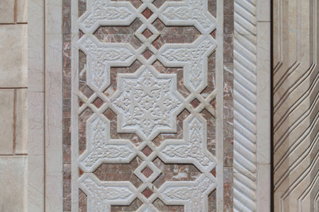 Marble islamic ornament on the wallの写真素材