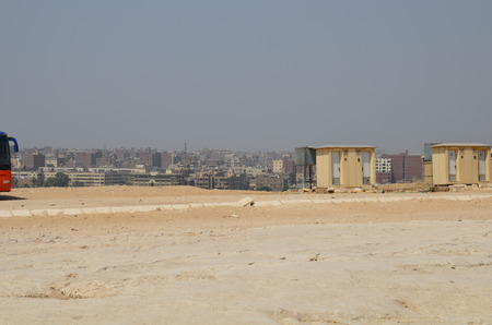 Egypt. Cairo - Giza. General view of pyramids from the Giza Plateauの写真素材