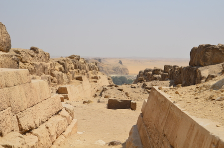 Egypt. Cairo - Giza. General view of pyramids from the Giza Plateauの写真素材