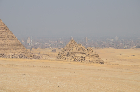 Egypt. Cairo - Giza. General view of pyramids from the Giza Plateauの写真素材