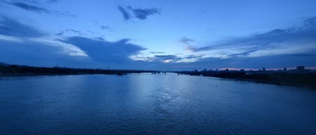 The Novosibirsk Rail Bridge is a railway bridge located at the crossroads of the main branch of Trans-Siberian Railway and the Ob Riverの写真素材