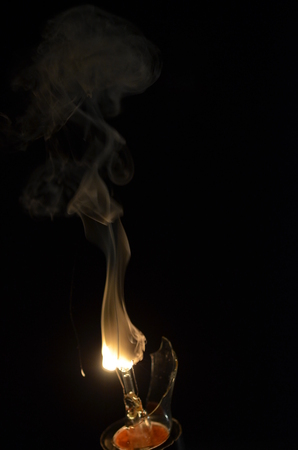 burning of the filament in the dark .の写真素材