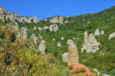 Stone ghost valley on the Crimean peninsula in Russiaの写真素材