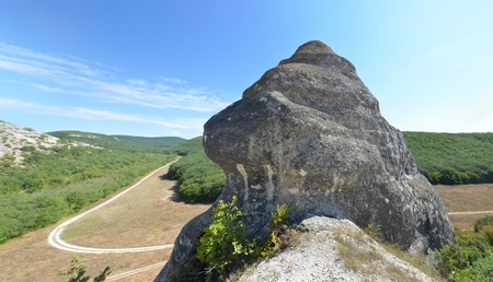 Limestone caves on the Crimean peninsula in Russiaの写真素材