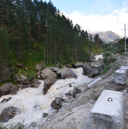 Mountain river in the Elbrus region in autumn 2015の写真素材