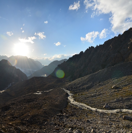 Acclimatization in the foothills of Mount Elbrusの写真素材