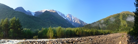 Acclimatization in the foothills of Mount Elbrusの写真素材