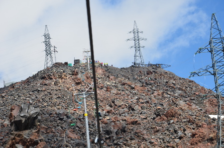Ascent on a cable car to Elbrus at a heightの写真素材