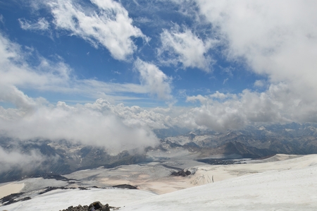 Acclimatization in the foothills of Mount Elbrusの写真素材