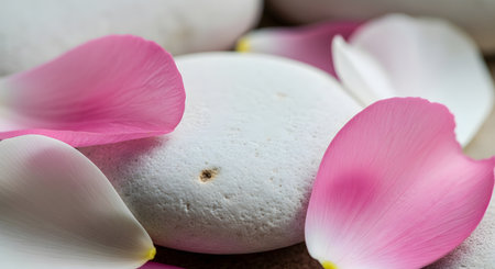 spa stones and flower petals - beauty treatment and wellness backgroundの素材