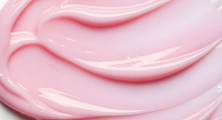 close up of  a texture of pink cosmetic cream on white backgroundの素材