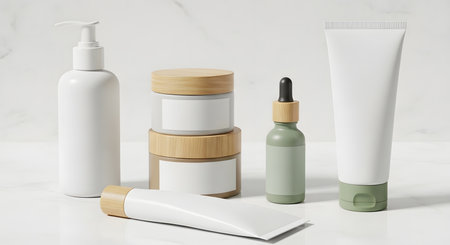 Mockup of cosmetic products on white background,の素材